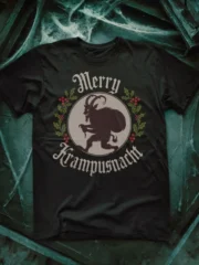 Happy Krampus Night Horror Movie Inspired T-Shirt - Krampus Christmas Design with Austrian Alps Letters, Unisex