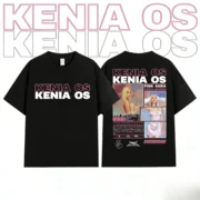 Singer Kenia Os' Pink Halo Album Men's and Women's Fashionable Retro T-shirt 2025-26 Summer Pure Cotton 100% Printed T-shirt