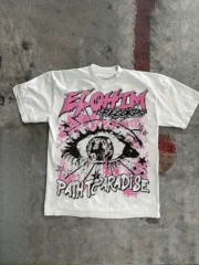 Men's Round Neck Short Sleeved Casual Pure Cotton Print Y2K Style Hand Drawn Unisex Cotton Graphic T Shirts