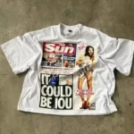 Y2k Top Oversized T-shirt Harajuku Goth Street Retro Men Hip Hop Women T-shirt Summer American Alphabet Print Graphic T-shirt