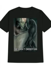 T-shirt funny men's fashion summer short sleeve pattern black T-shirt retro black humor men's gift